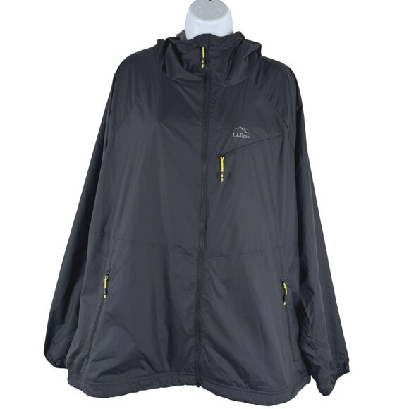 L.L. Bean Bean's Performance Fleece Lined Windbreaker Jacket 3X Black CJ-2210 - Picture 3 of 10